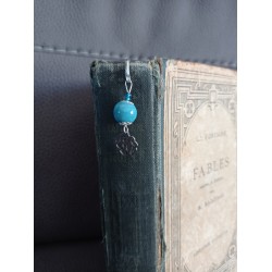 Ceramic turquoise and silver metal bookmark