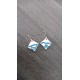 Boucles d'oreilles céramique carrées bleu vert blanc