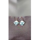 Boucles d'oreilles céramique carrées bleu vert blanc