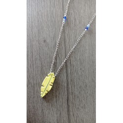 Ceramic turquoise black necklace on stainless steel chain.