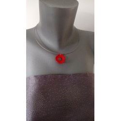 Collier bijoux artisanaux céramique bleu motif florale