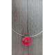 Collier rouge joli coquelicot création artisanale faïence motif florale