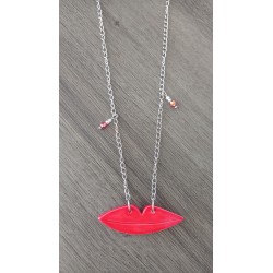 Pendentif rond céramique rouge et noir