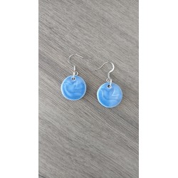 Oval blue ceramic earrings