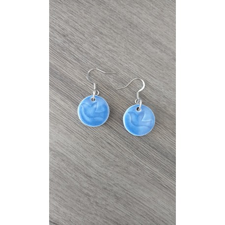 Oval blue ceramic earrings