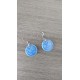 Oval blue ceramic earrings