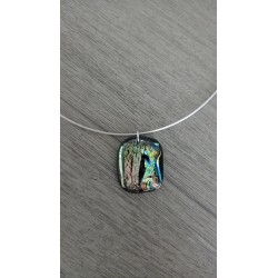 Black pendant dichroic effect in fusing glass craft creation vendée