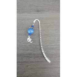 Ceramic blue and silver metal bookmark