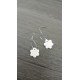 White and flower round ceramic earrings