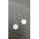 White and flower round ceramic earrings