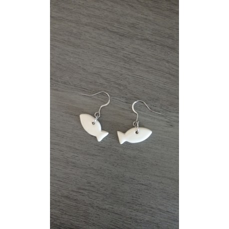 Oval-grey blue ceramic earrings