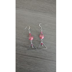 Fancy ceramic earrings half red moon