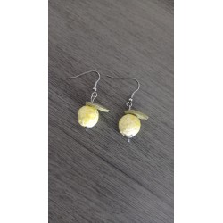 Yellow round ceramic fancy earrings