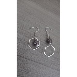 Boucles d'oreilles asymétriques céramique terre noir