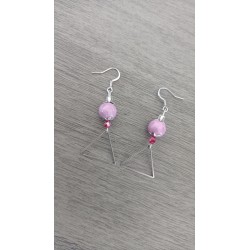 Fancy ceramic earrings half red moon
