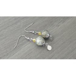 Boucles d'oreilles céramique noir acier inoxydable faïence