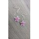 Boucles d'oreilles céramique, créoles étoiles violettes