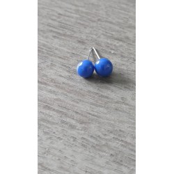 Earrings chip glass fusing blue stainless steel