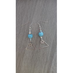 Fancy ceramic earrings half red moon