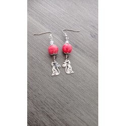 Fancy ceramic earrings half red moon