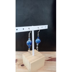 Boucles d'oreilles céramique bleu dauphin acier inoxydable