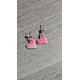 Fancy ceramic earrings pink purple heart