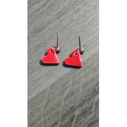 Boucles d'oreilles puce céramique cœur rouge