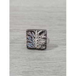 Bague impression feuille terre noir céramique créatrice vendée