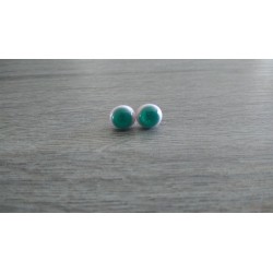 Boucles d'oreilles puce verre fusing rose turquoise