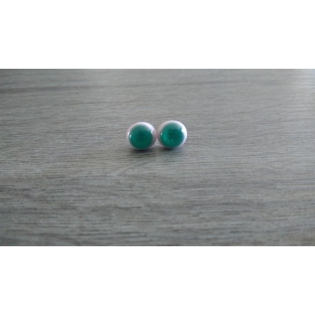 Boucles d'oreilles puce verre fusing rose et turquoise