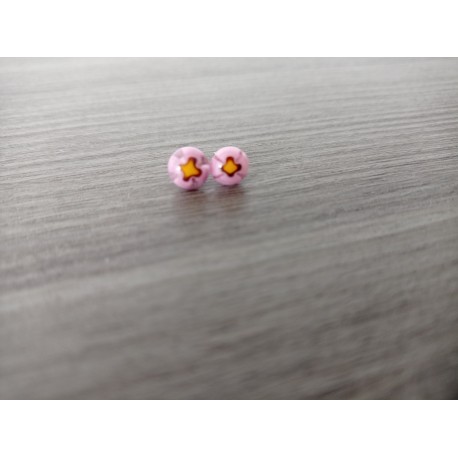 Boucles d'oreilles puce verre fusing millefiori rose