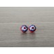 Boucles d'oreilles puce verre fusing millefiori rouge et bleu