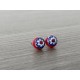 Boucles d'oreilles puce verre fusing millefiori rouge et bleu