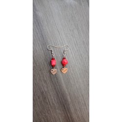 Boucles d'oreilles céramique rouge cœur