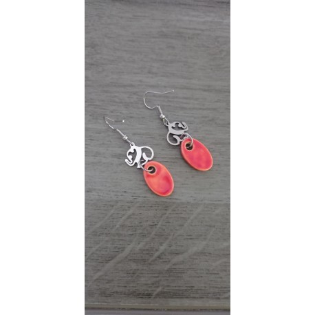 Boucles d'oreilles céramique orangé éléphant 