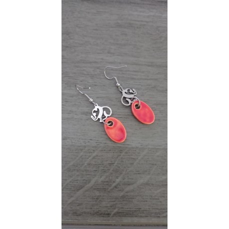 Orange ceramic earrings