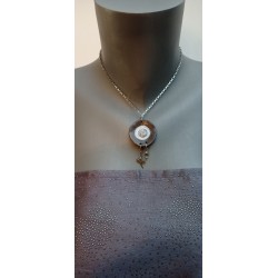 White enamelled black earth pendant