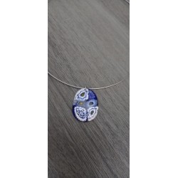 Pendentif en verre fusing millefiori coloris bleu transparent créatrice bijoux artisanaux vendée