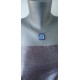 Pendentif bleu foncé dichroic à reflet en verre fusing création artisanale vendée