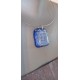 Light blue dichroic pendant with fusing glass reflection handmade vendée creation