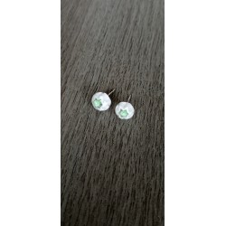 Boucles d'oreilles puce verre fusing millefiori verte clair