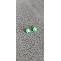 Boucles d'oreilles puce verre fusing millefiori verte