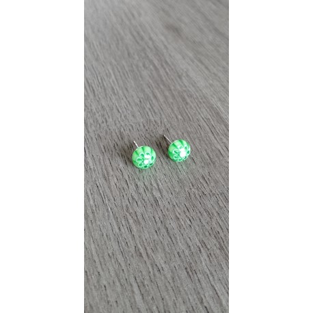 Boucles d'oreilles puce verre fusing millefiori verte