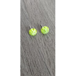 Smart earrings glass fusing millefiori light green