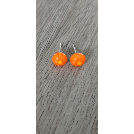 Boucles d'oreilles puce verre fusing millefiori orange
