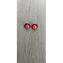 Boucles d'oreilles puce verre fusing millefiori rouge bordeaux