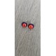 Boucles d'oreilles puce verre fusing millefiori rouge bordeaux