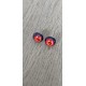 Boucles d'oreilles puce verre fusing millefiori rouge bordeaux