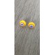 Earrings chip glass fusing millefiori yellow