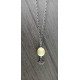 Collier perle jaune et bleu céramique sur chaine d'acier inoxydable.